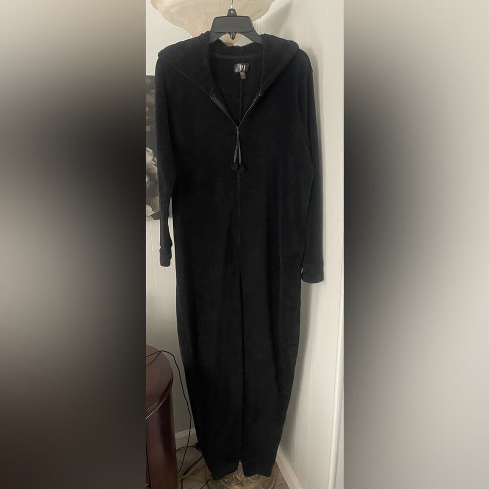 PJ Essentials Black Velour One Piece Lounger Size L
